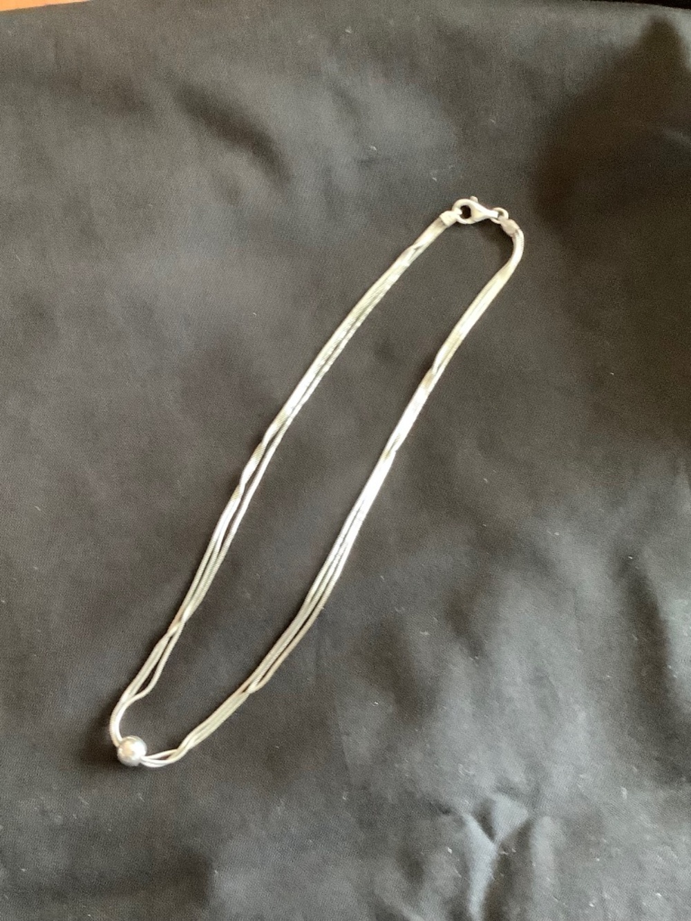 Silpada three strand sterling chain with small ball bead.